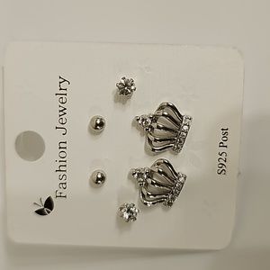 3 silver stud earrings